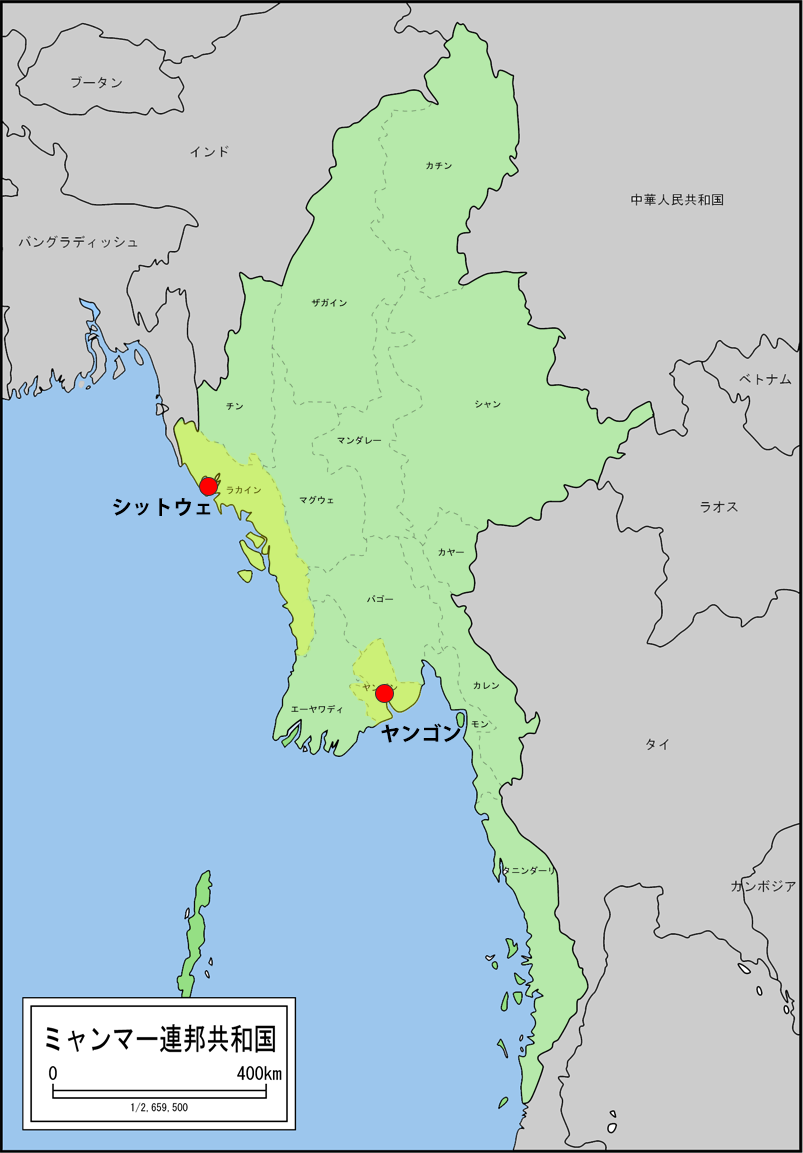 ミャンマーの地図